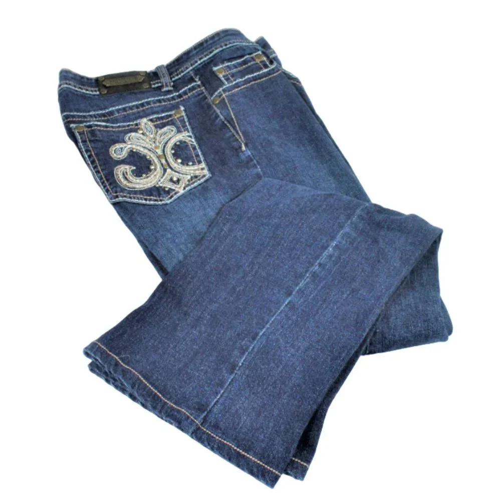 Tru Luxe Embellished Boot Cut Jeans, Size 29 (US 8)